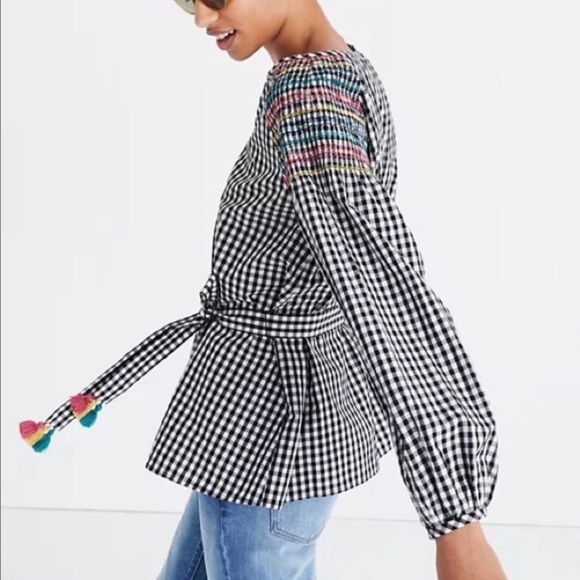 Madewell Smocked Gingham Top Size Small - Picture 3 of 16